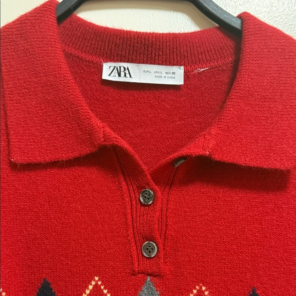 Zara Red Argyle Polo Dress - Picture 6 of 11